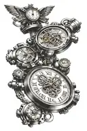 the movement of two watches with dates 06.06.13 and 08.19.16 tattoo design idea