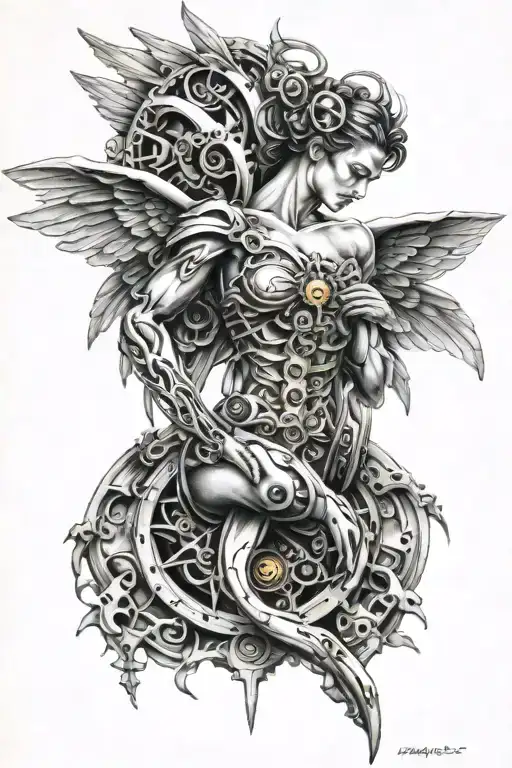 Angel tattoo design idea