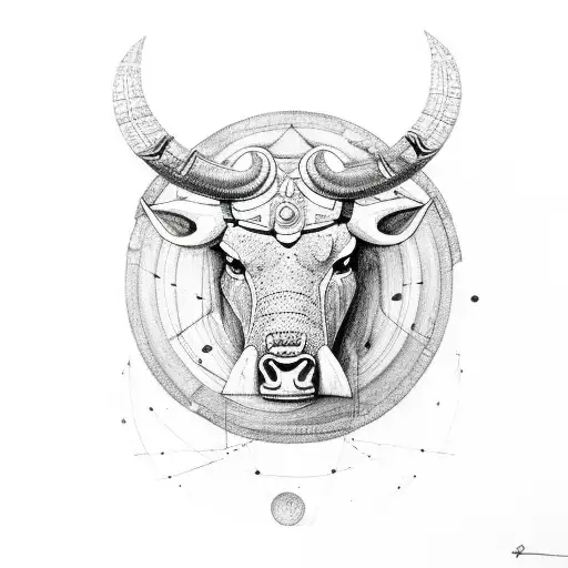 Taurus with full moon  tattoo design idea