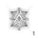 question mark inside a triangle with a flatline under tattoo design idea