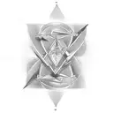 question mark inside a triangle with a flatline under tattoo design idea