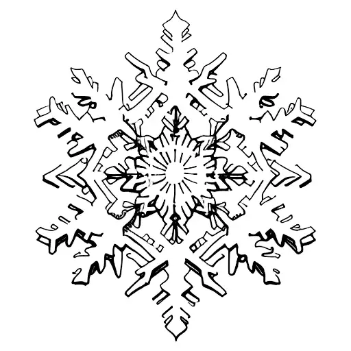 A minimalist silhouette of a skier carving through a snowflake-filled mountain landscape tattoo design idea