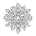 A minimalist snowflake pattern incorporated into a circuit board design tattoo design idea