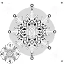 A minimalist snowflake pattern incorporated into a circuit board design tattoo design idea
