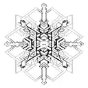 A minimalist snowflake pattern incorporated into a circuit board design tattoo design idea