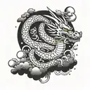 A dragon ball themed sleeve tattoo featuring Shenlong emerging from the clouds with the dragon balls scattered around tattoo design idea