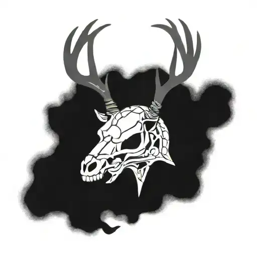 deer skull with snake tattoo design idea