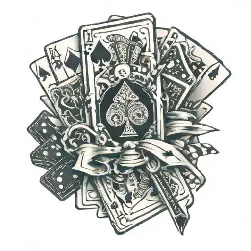 poker cards being shuffled tattoo design idea
