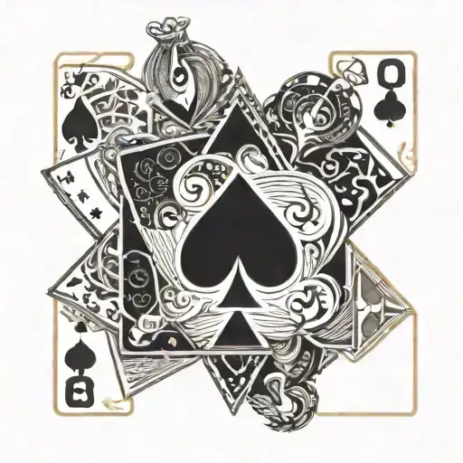 Integrate playing card symbols into a geometric pattern, representing the precision and strategy involved in both poker and being a twin tattoo design idea