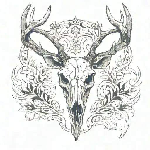 deer skull simple tattoo design idea