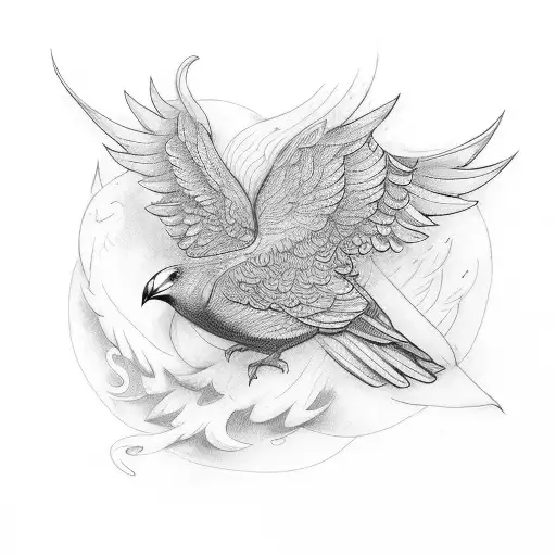 bird with wings spread representing constant improvment tattoo design idea