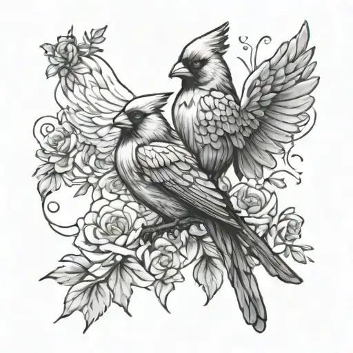 cardinal and angel tattoo for tricep tattoo design idea