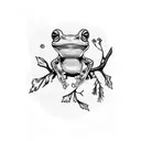 Frogs, mushrooms, branches, forest vibe  tattoo design idea