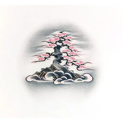 sakura bonsai tree tattoo design idea