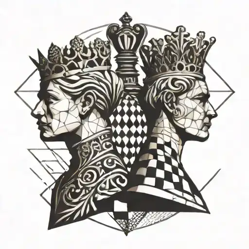 king and queen chess tattoo design idea