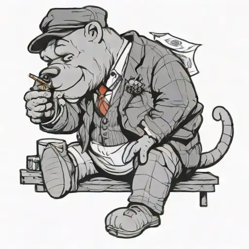 Winnie the poo smoking a joint with a peaky blinders outfit  tattoo design idea
