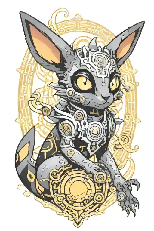 cybersiligism with umbreon looking at a crescent tattoo design idea