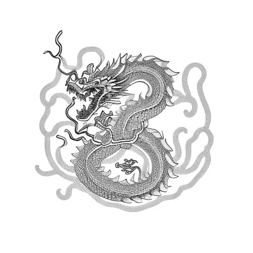 curled chinese dragon tattoo design idea
