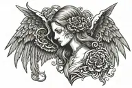 neck dark angel tattoo design idea