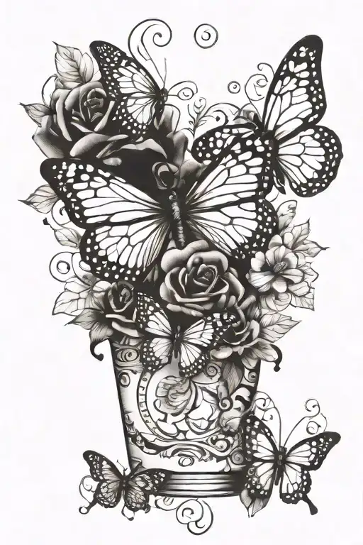 A whimsical tattoo design combining chocolate and butterflies, with a touch of romance tattoo design idea