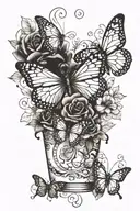 A whimsical tattoo design combining chocolate and butterflies, with a touch of romance tattoo design idea