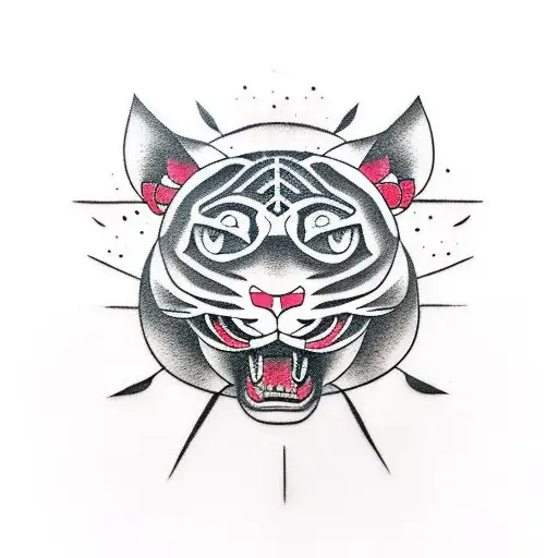 Panther walking  tattoo design idea