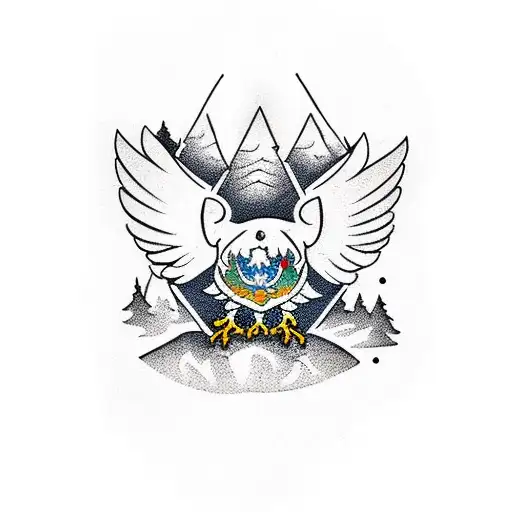 russian doll, Forest, eagle tattoo design idea