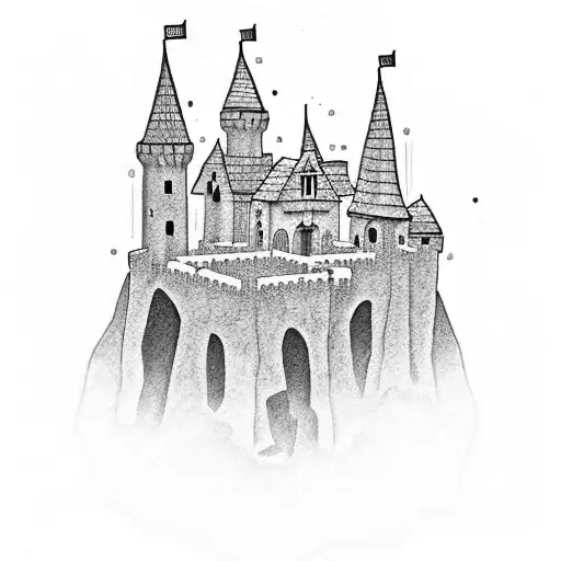 small simple minimalist Castle tattoo design idea