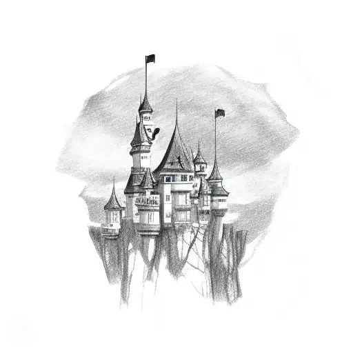 Minimalistic Castle tattoo design idea