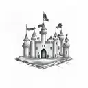 Minimalistic Castle tattoo design idea