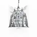 Minimalistic Castle tattoo design idea