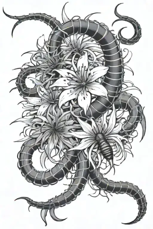tokyo ghoul centipede and spider lily tattoo design idea