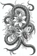 tokyo ghoul centipede and spider lily tattoo design idea