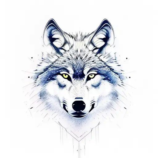 Wolf half bad half good with dragon tattoo design idea