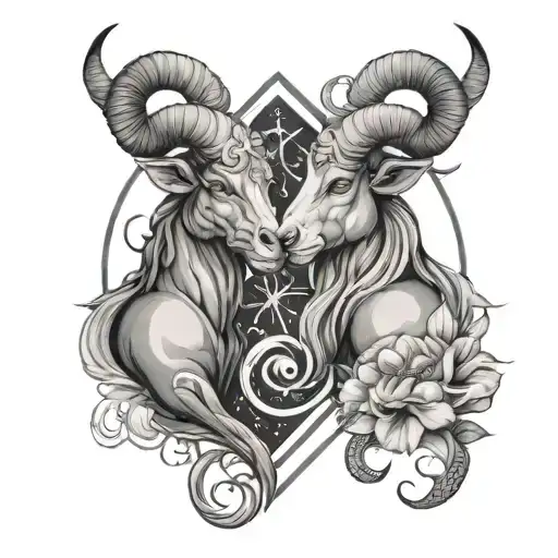 aries and aquarius tattoo design idea