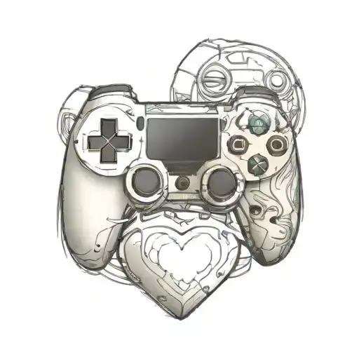 ps5 controller inside a heart tattoo design idea