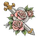 rose and sword making cross  tattoo design idea