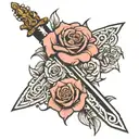 rose and sword making cross  tattoo design idea