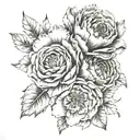 January, June, August, November and December birth flowers arranged tattoo design idea