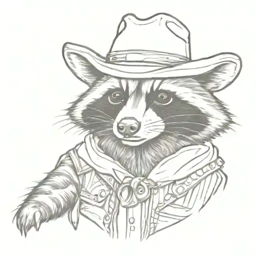 cowboy raccoon tattoo design idea