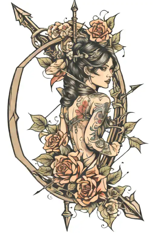bow and arrow tattoo design idea
