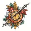 bow and arrow weapon tattoo design idea