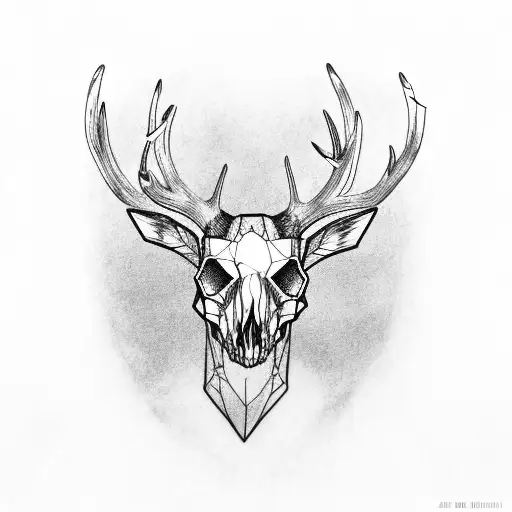 deer skull with antlers and barb wire wrapped around it  tattoo design idea