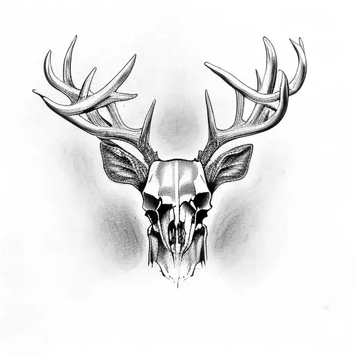 deer skull with antlers and barbs  tattoo design idea