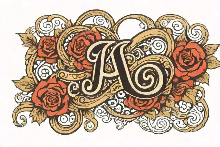 letter J with infinity sign and heart shape surrounded tattoo design idea