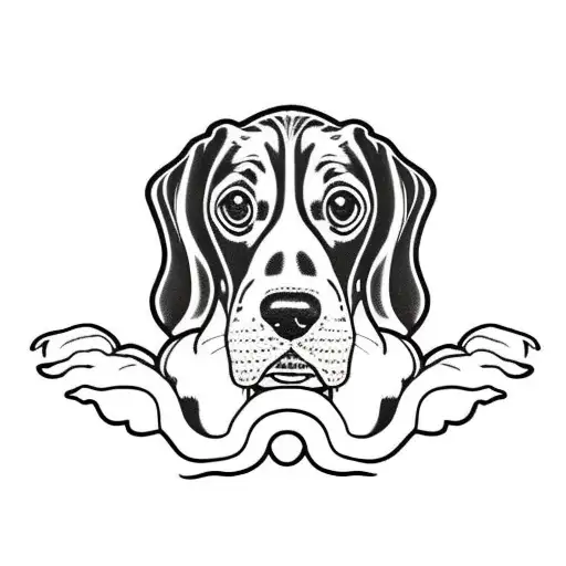 basset hound with crooked tail tattoo design idea