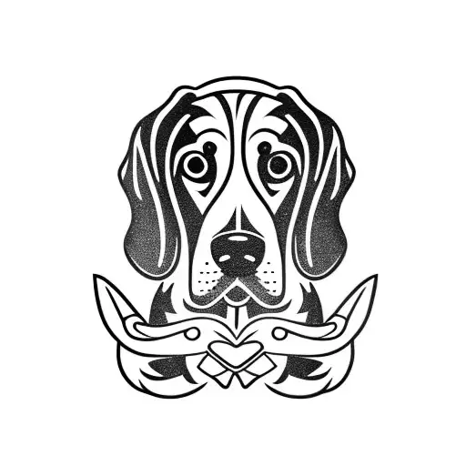 basset hound with crooked tail tattoo design idea