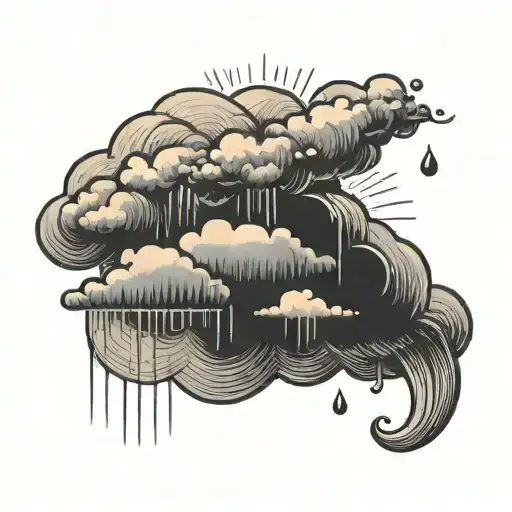 A sun. A rain cloud with rain. tattoo design idea