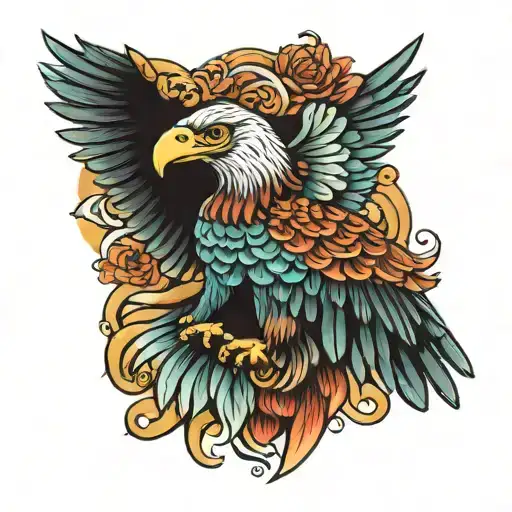 mexican and american eagle tattoo design idea