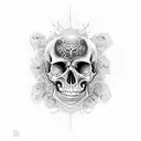 scary skulls inside purple fire   tattoo design idea